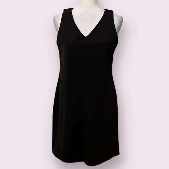 J. Crew Women's Pencil Dress Black Sleeveless Size 8P Rayon Blend V-Neck - Picture 2 of 8
